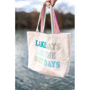 Jadelyn Brooke NEW Canvas Tote - Lake Days Are the Best Days - Natural
